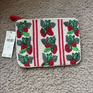 NWT Anthropologie Maeve Beaded Strawberry Clutch